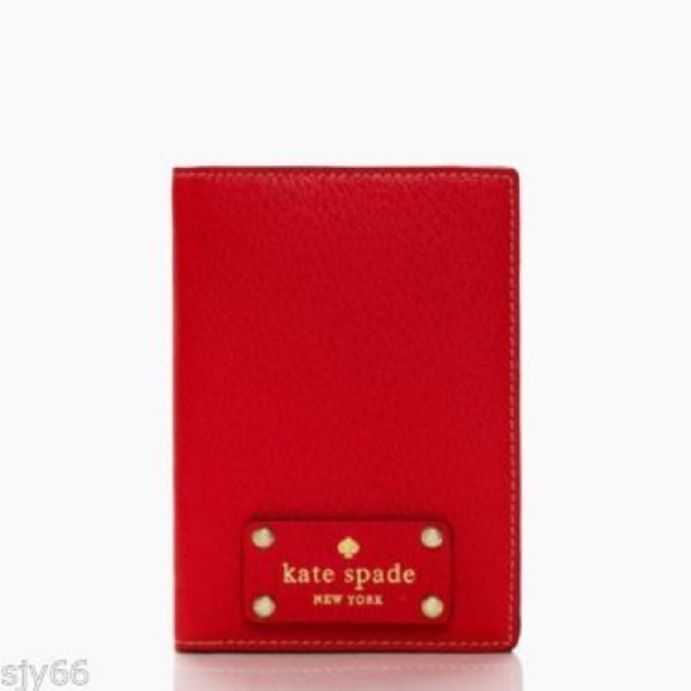 RARE! Kate Spade Passport Holder in GIFT BOX Red Leather - Picture 7 of 15